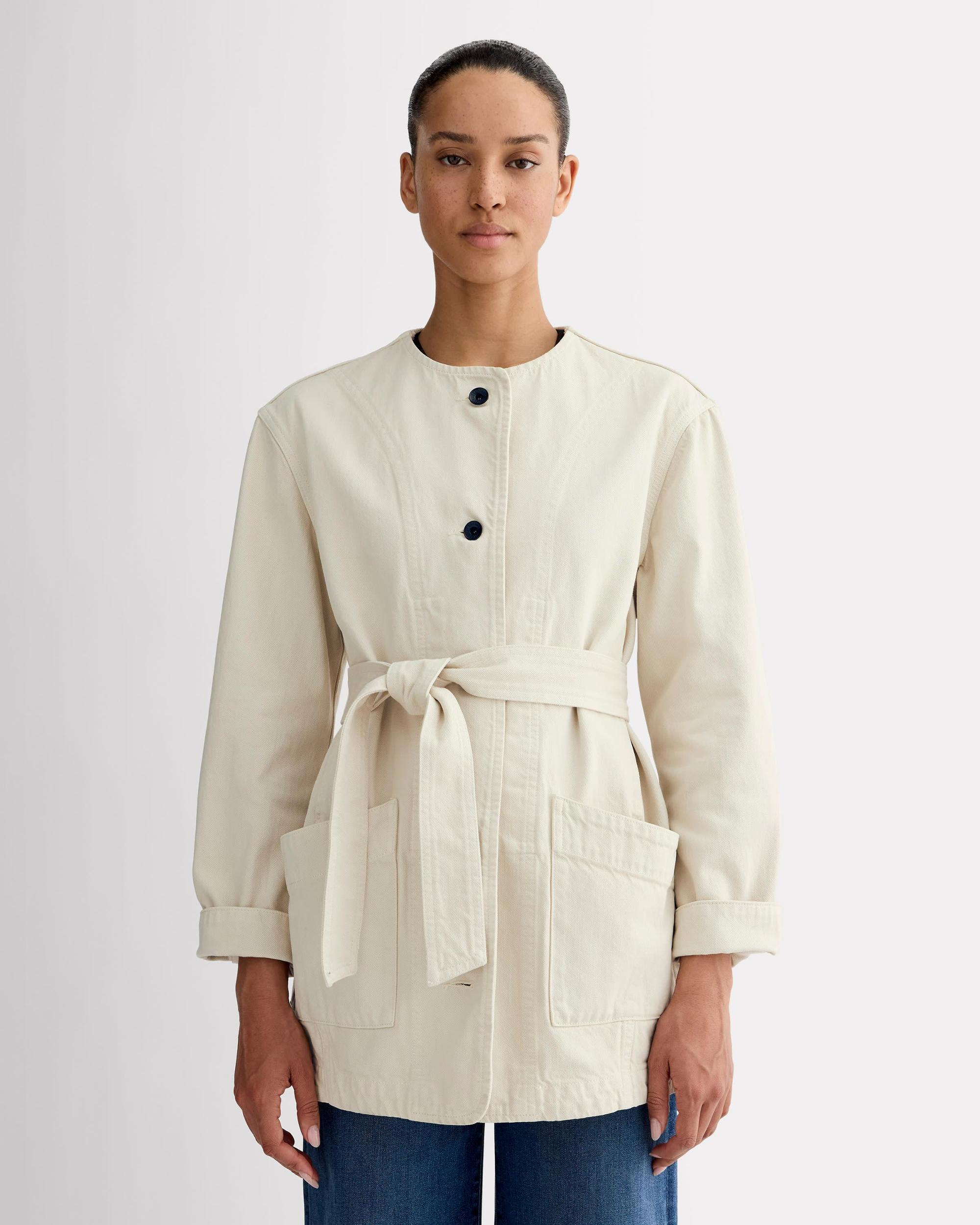 The Long Denim Barrel Jacket Product Image