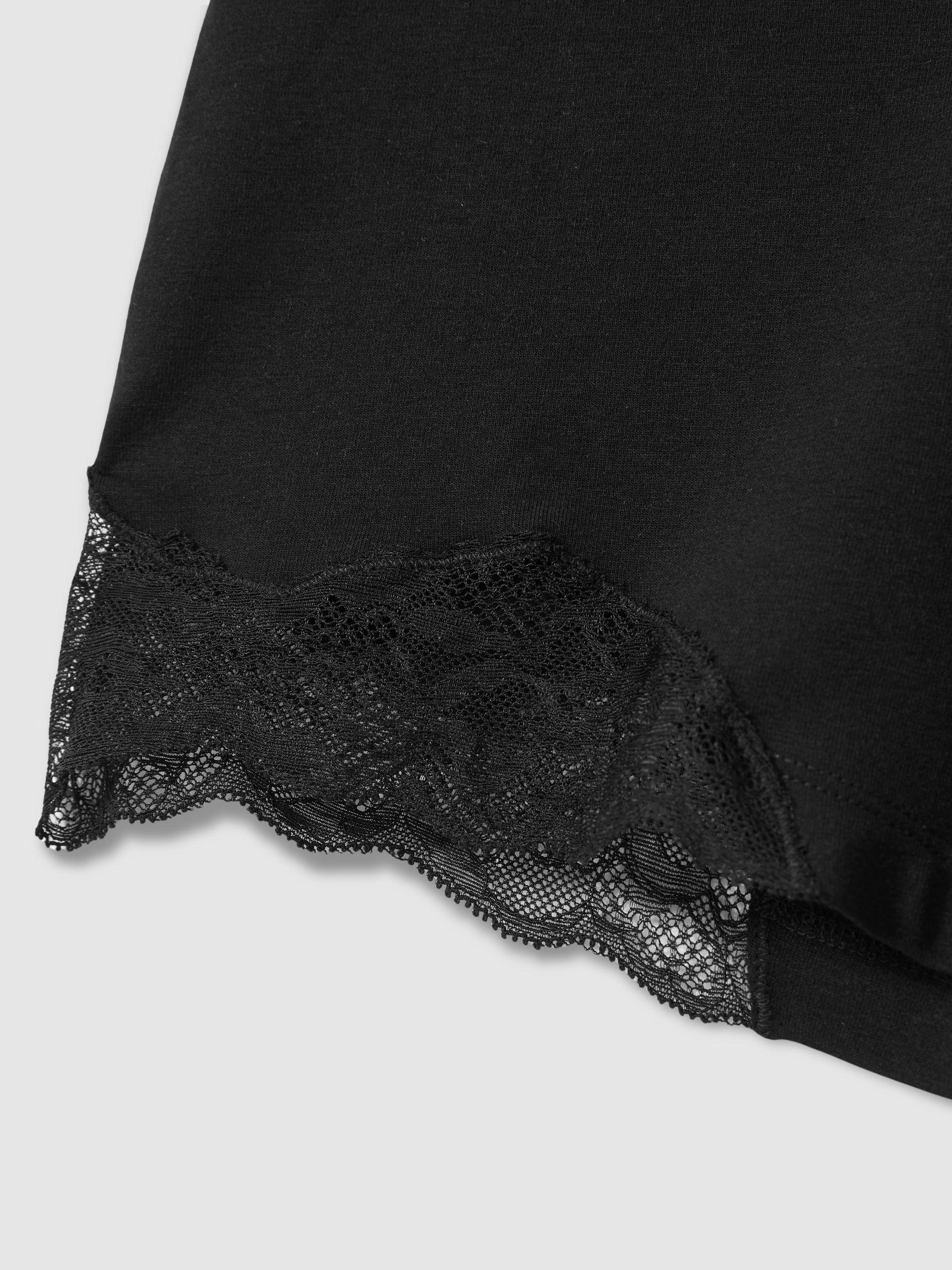 Lace-Trimmed Jersey Shorts with Cotton and Modal in Black Product Image