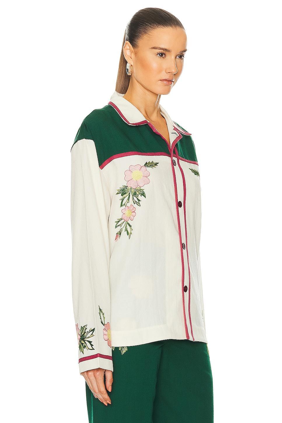 BODE Prarie Rose Overshirt in Cream Product Image