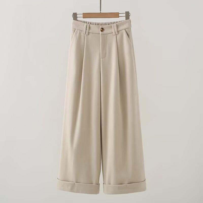 High Waist Plain Wide Leg Dress Pants Product Image