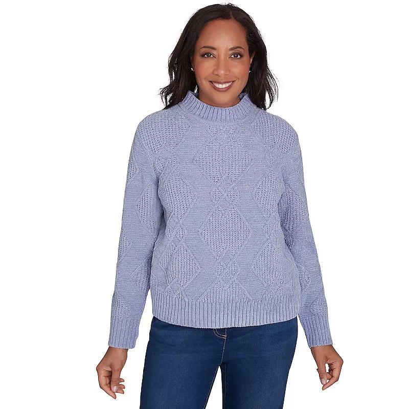 Women's Alfred Dunner Chenille Diamond Turtleneck Sweater, Size: XL, Ivory Product Image