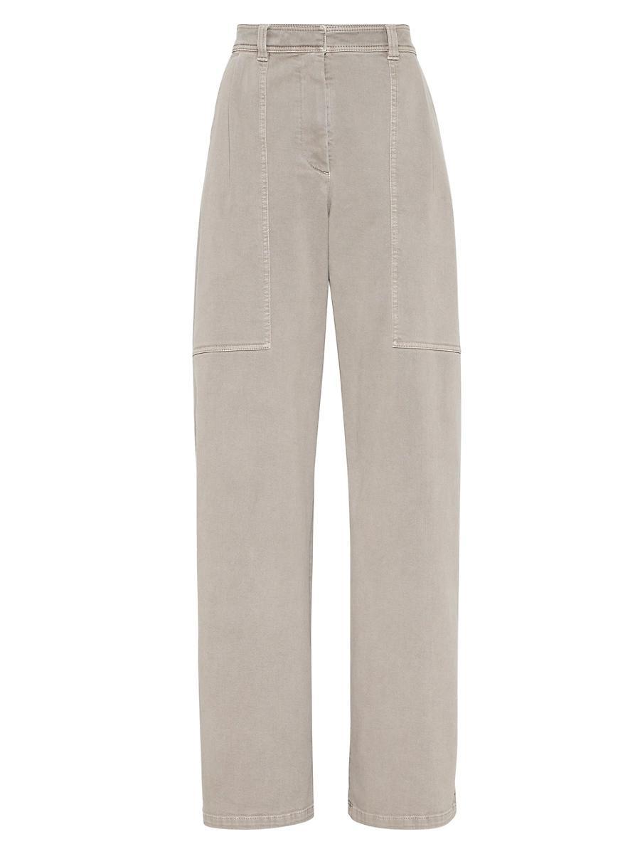 Womens Stretch Dyed Denim Loose Utility Trousers Product Image