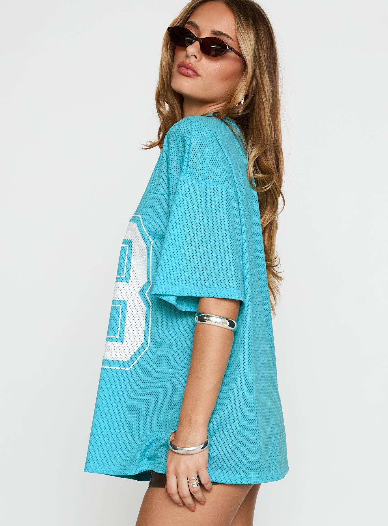 98 Sports Oversized Graphic Tee Blue Product Image