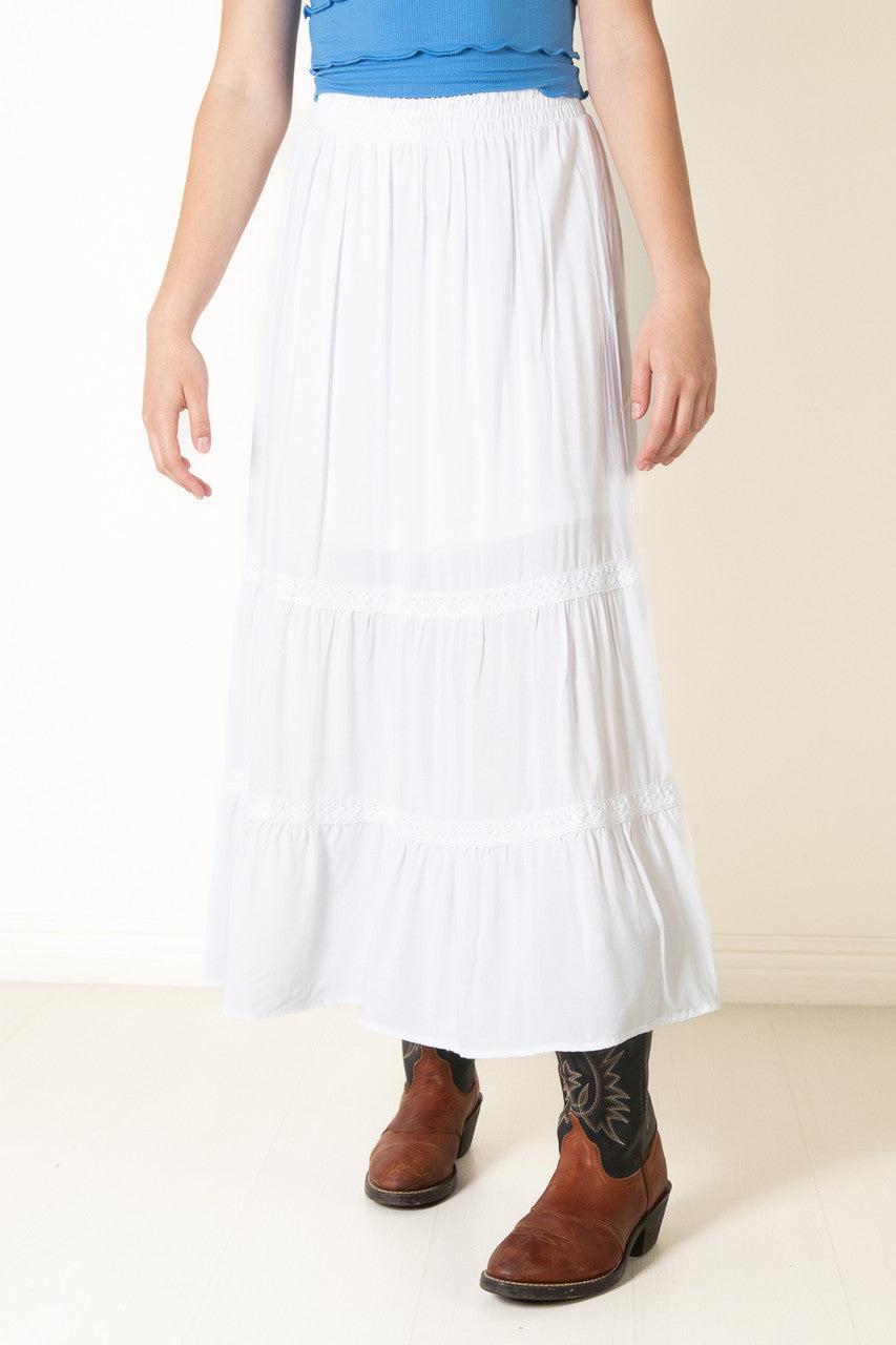 White Crochet Detail Maxi Skirt Product Image