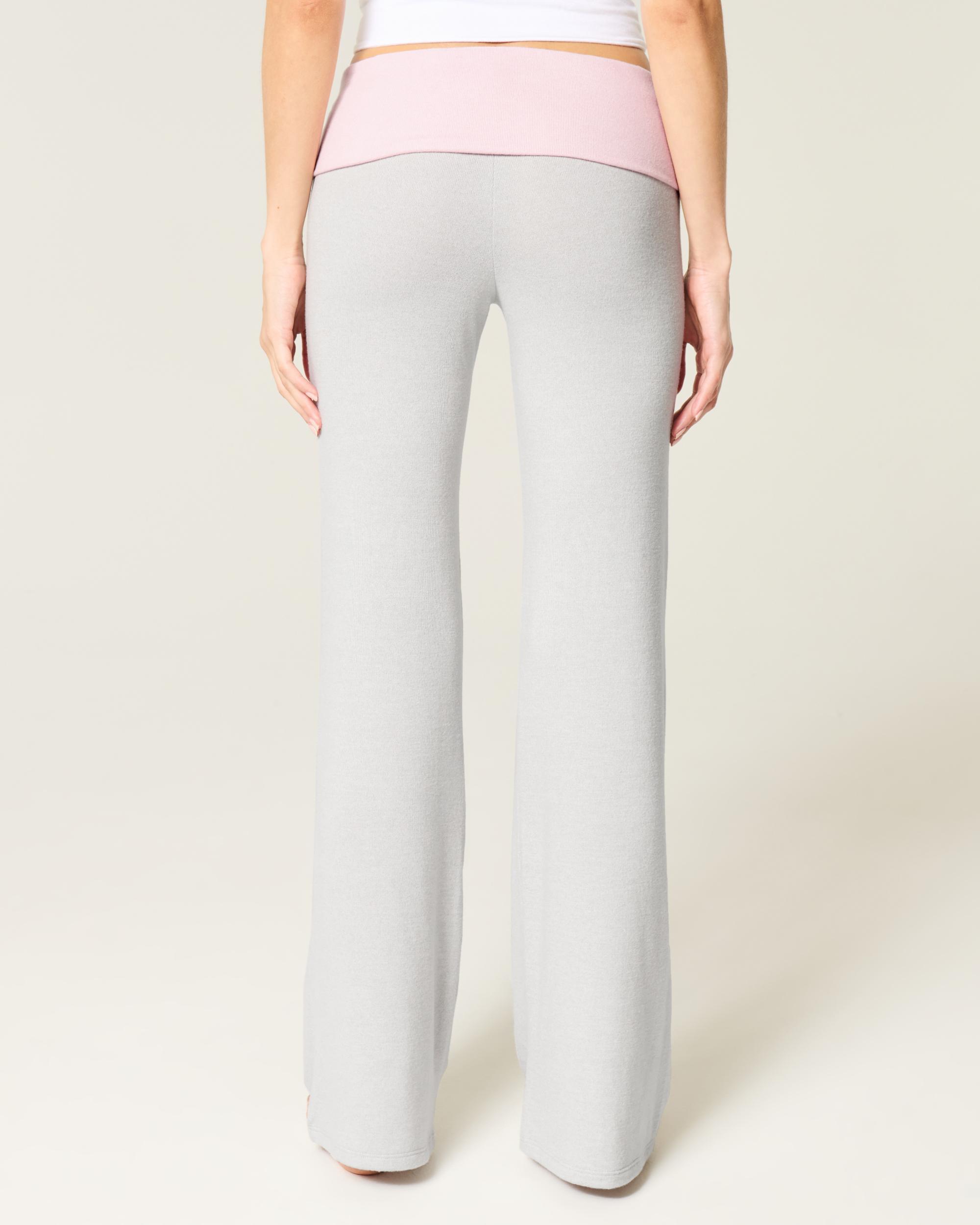 Foldover Waist Knit Flare Pants Product Image