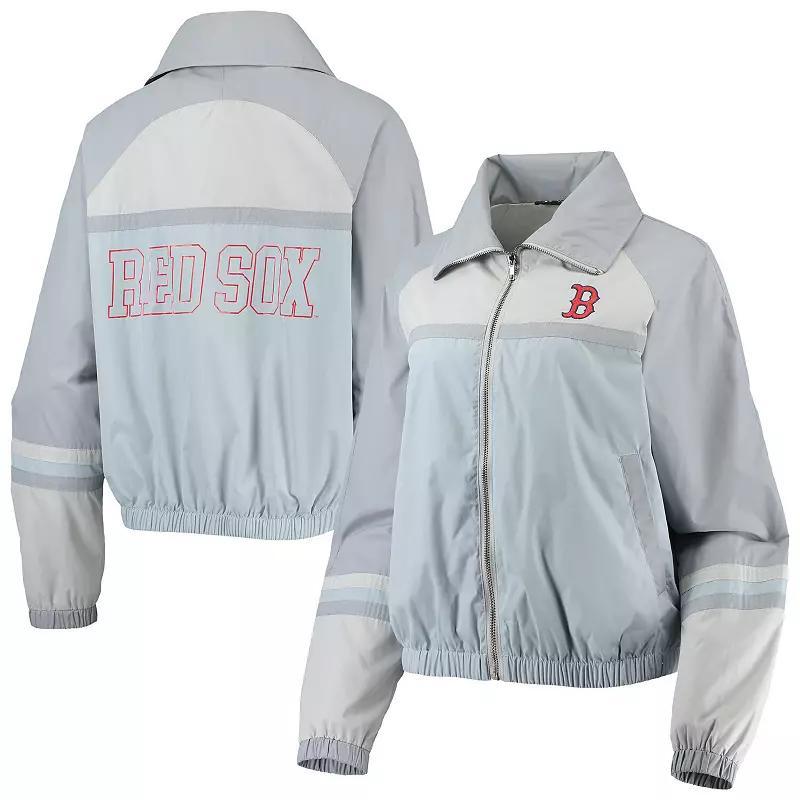 Womens The Wild Collective Navy Boston Red Sox Colorblock Track Raglan Full-Zip Jacket Product Image