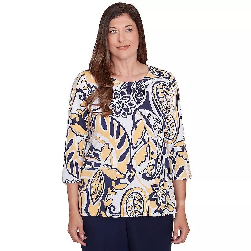 Womens Alfred Dunner Dramatic Paisley Crewneck Top Product Image