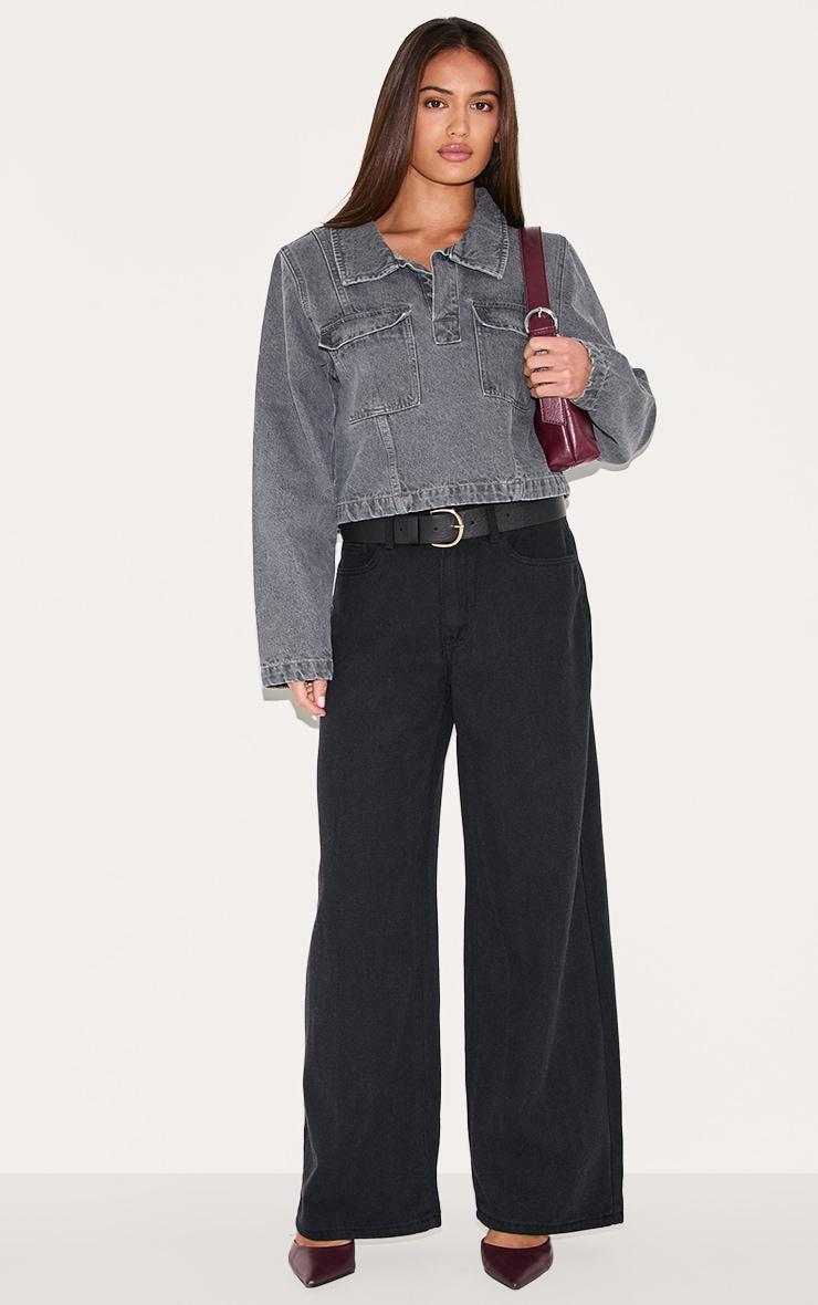 Grey Long Sleeve Denim Rugby Shirt Product Image