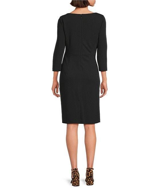 Investments Scuba Crepe 3/4 Sleeve Ballet Neck Sheath Dress Product Image
