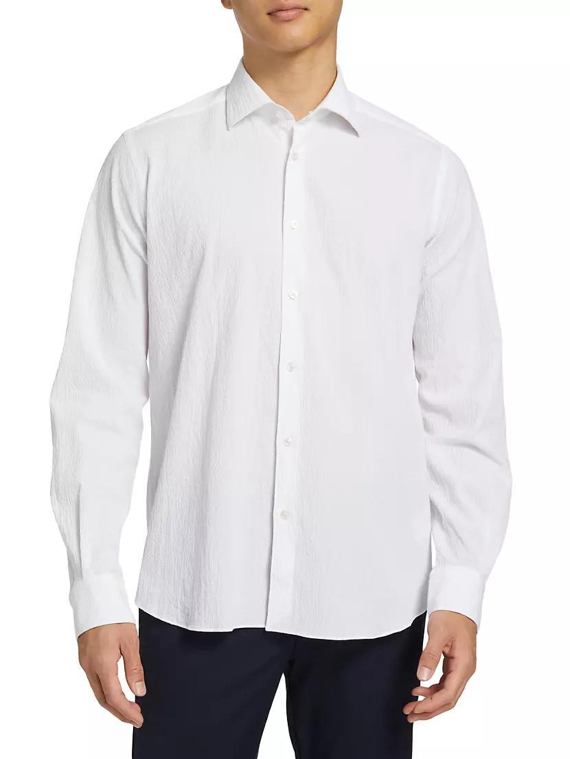 COLLECTION Seersucker Cotton Button-Front Shirt Product Image
