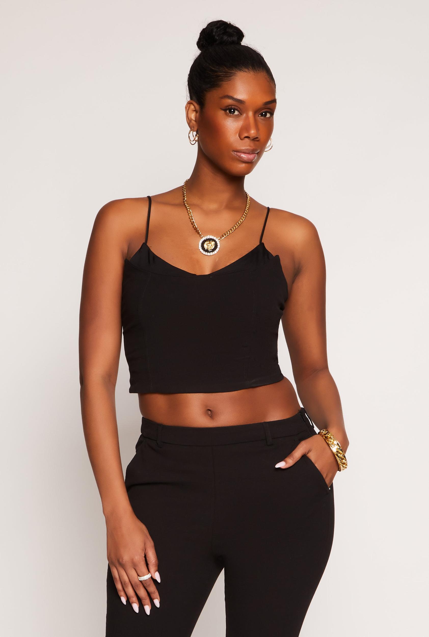 Womens Scoop Neck Sleeveless Crop Top Product Image