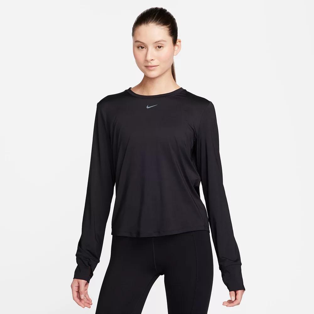 Women's Nike One Classic Dri-FIT Long Sleeve Top, Size: Small, Black Product Image