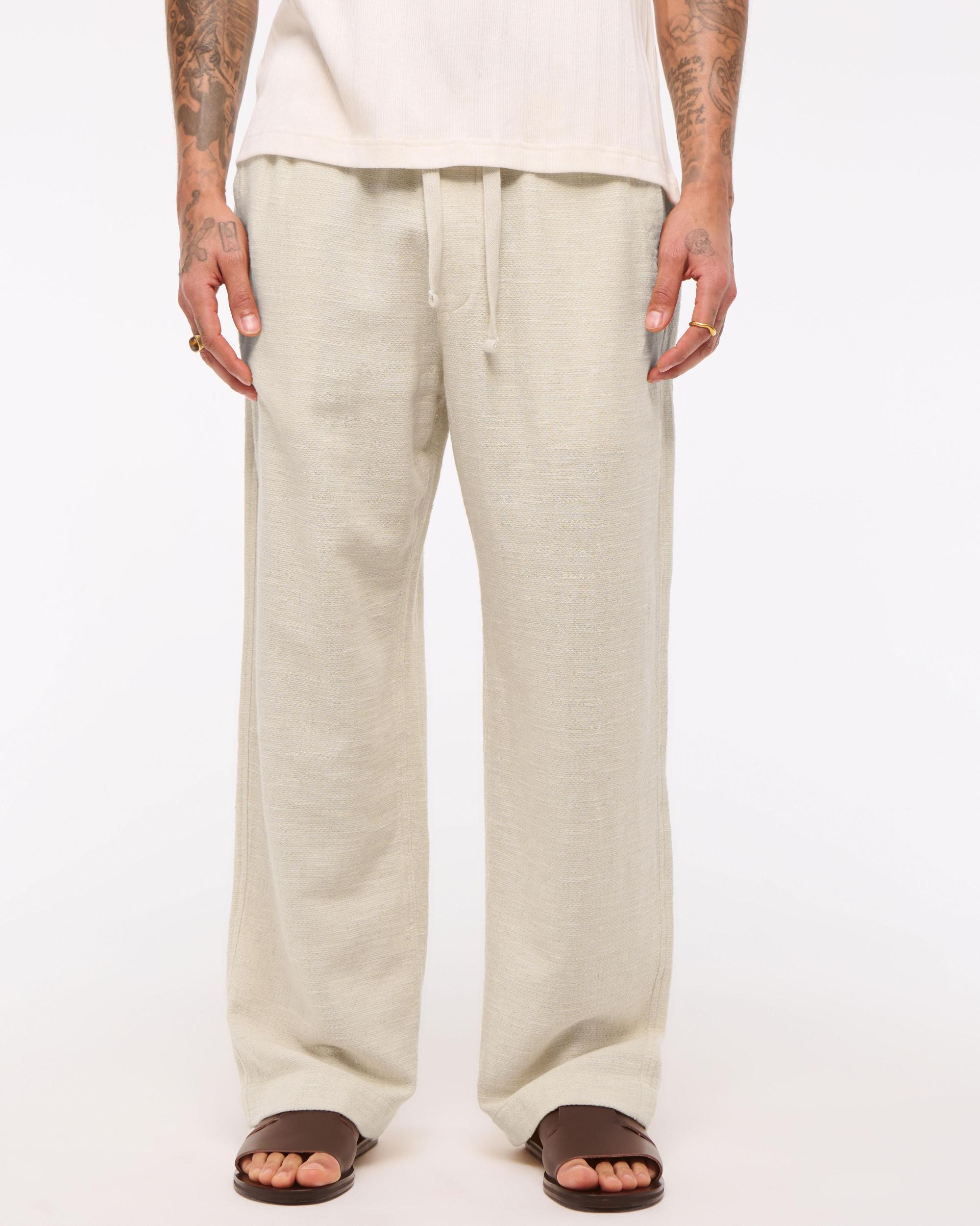 Baggy Cotton Textured Pull-On Pant Product Image