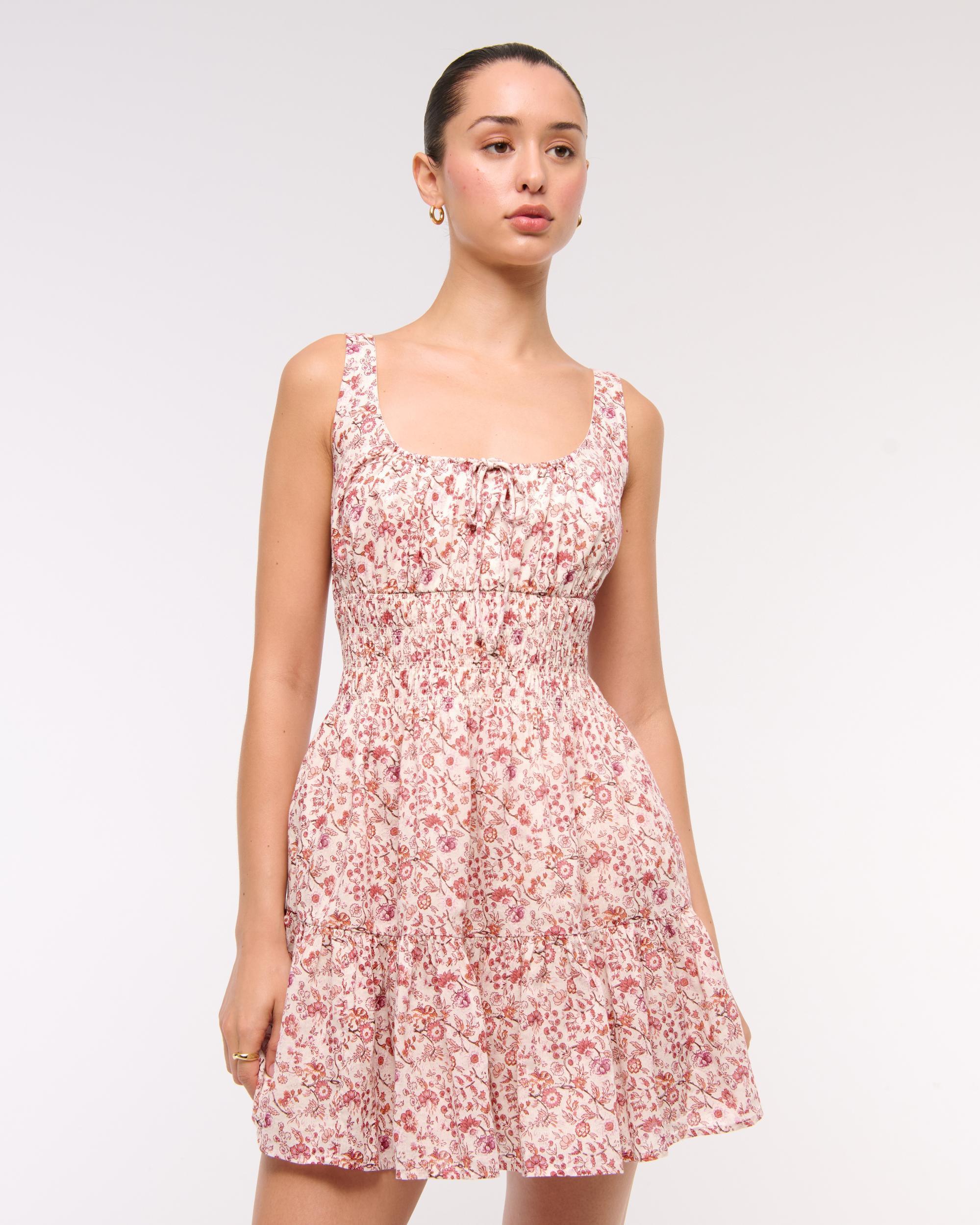 Smocked Tie-Front Mini Dress Product Image
