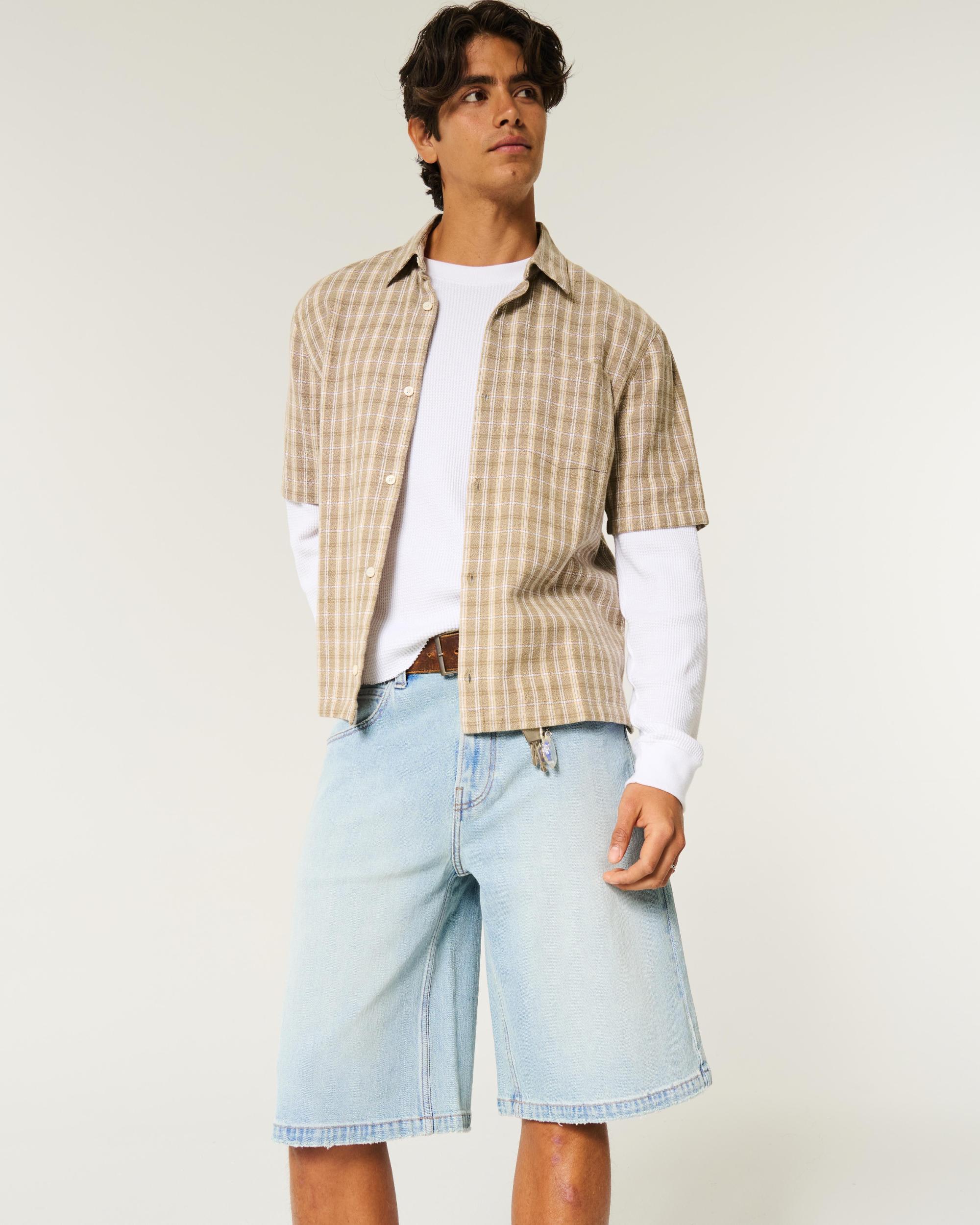 Below-the-Knee Washed Black Super Baggy Denim Shorts Product Image