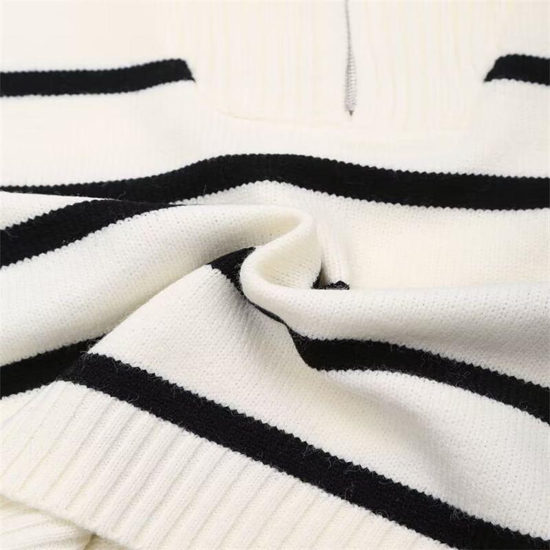 Half-Zip Striped Sweater Product Image