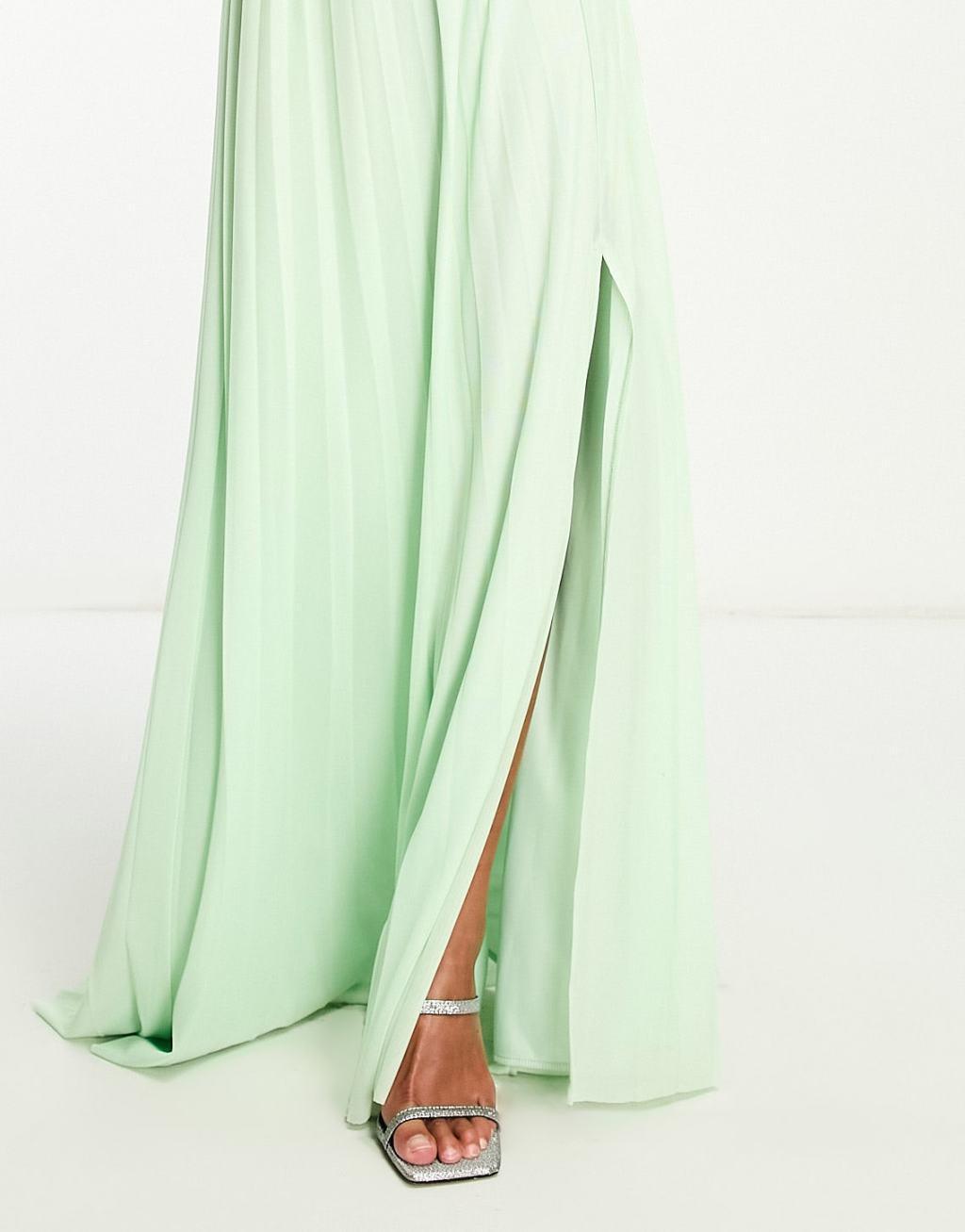 ASOS DESIGN Petite halterneck channel mesh maxi dress Product Image