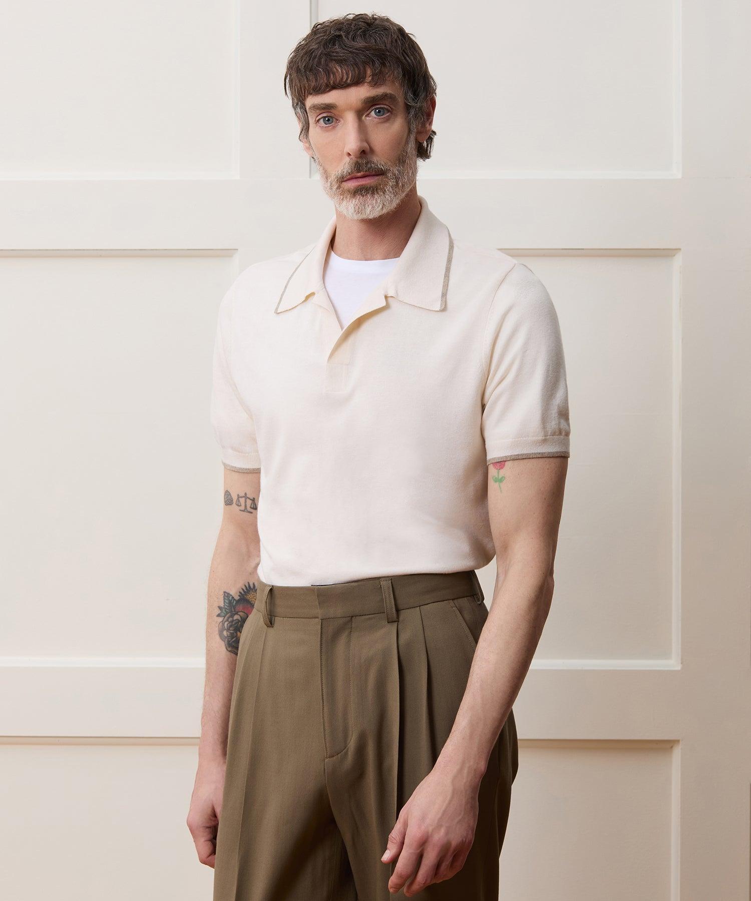 Silk-Cashmere Tipped Sweater Polo Product Image