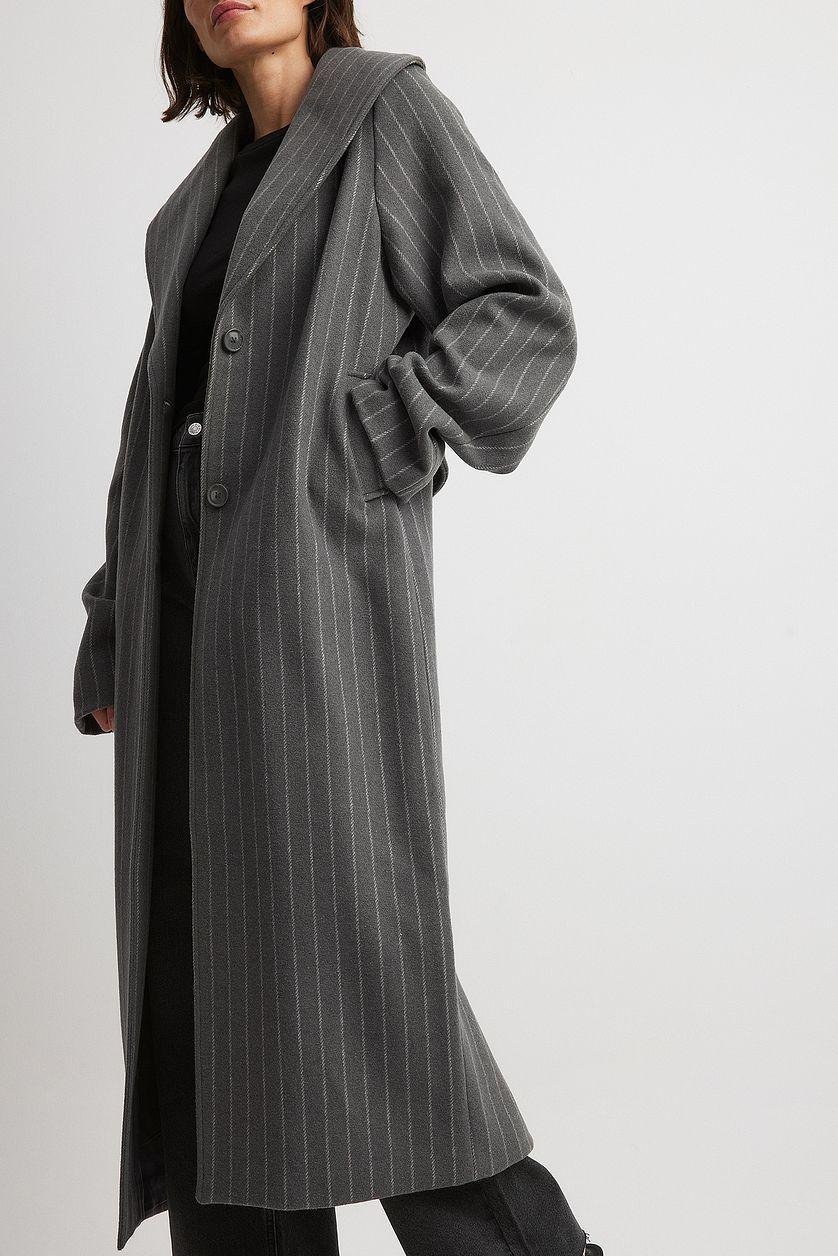 Pinstriped Wool Blend Coat Product Image