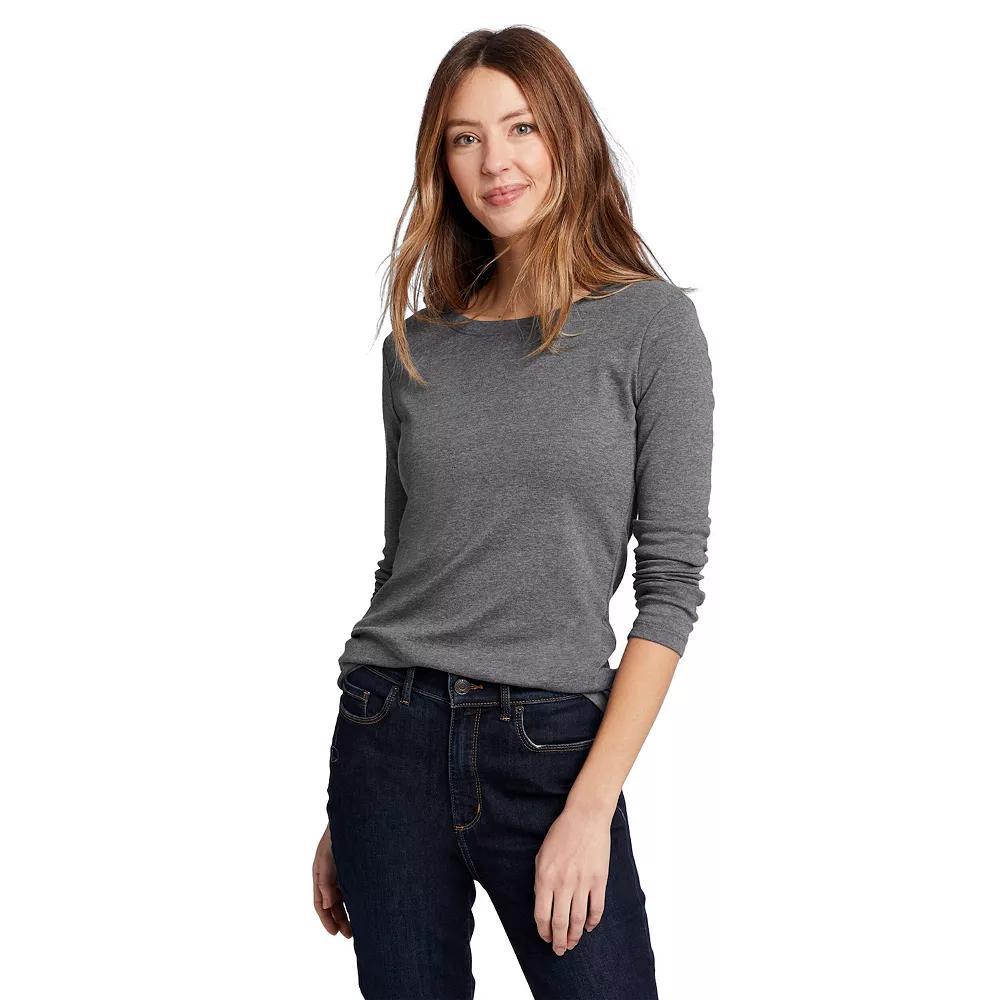 Women's Eddie Bauer Long Sleeve Favorite Crew Tee, Size: Medium, Medium Grey Gray Product Image