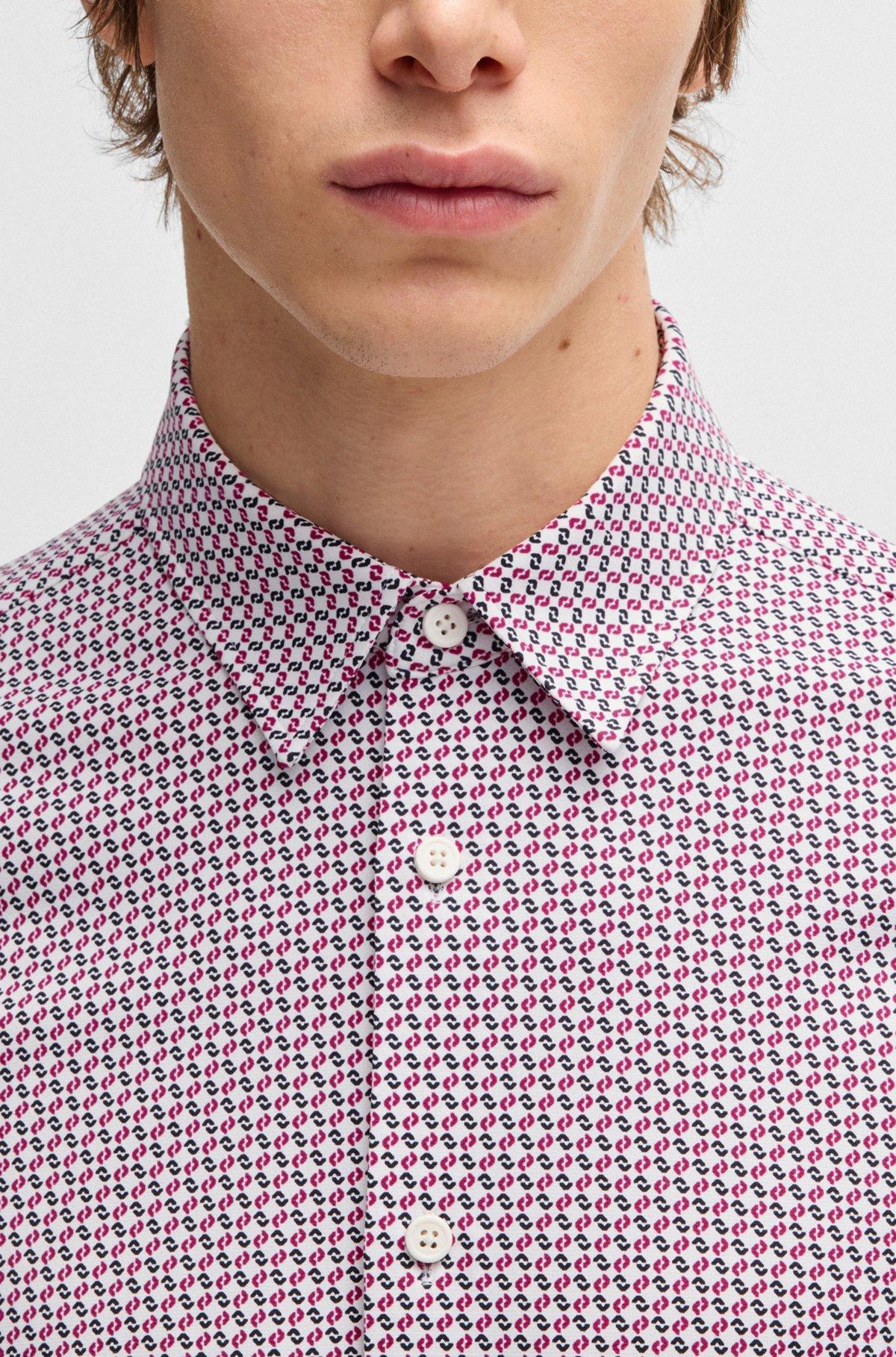 Slim-fit shirt in printed performance-stretch jersey Product Image