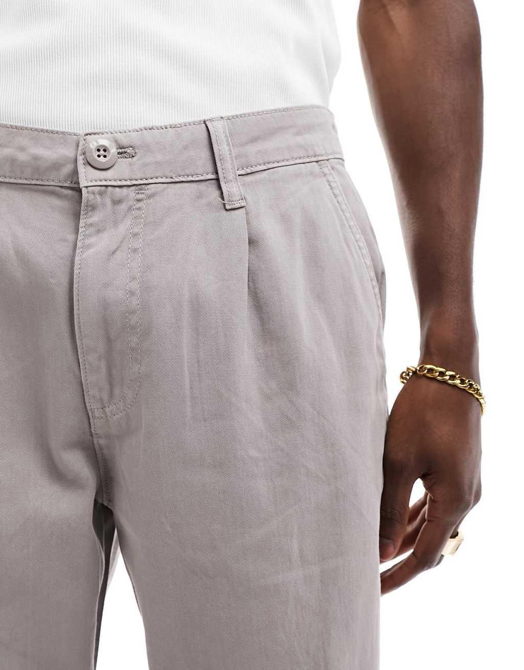 ASOS DESIGN classic rigid chinos in washed gray Product Image