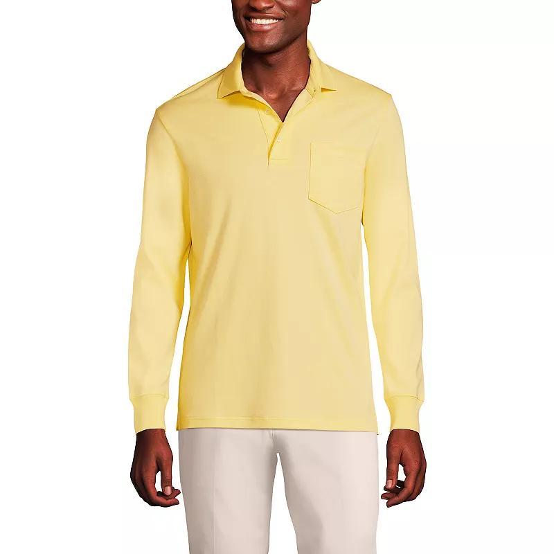 Men's Lands' End Classic-Fit Super Soft Supima Pocket Polo, Size: XL, White Product Image