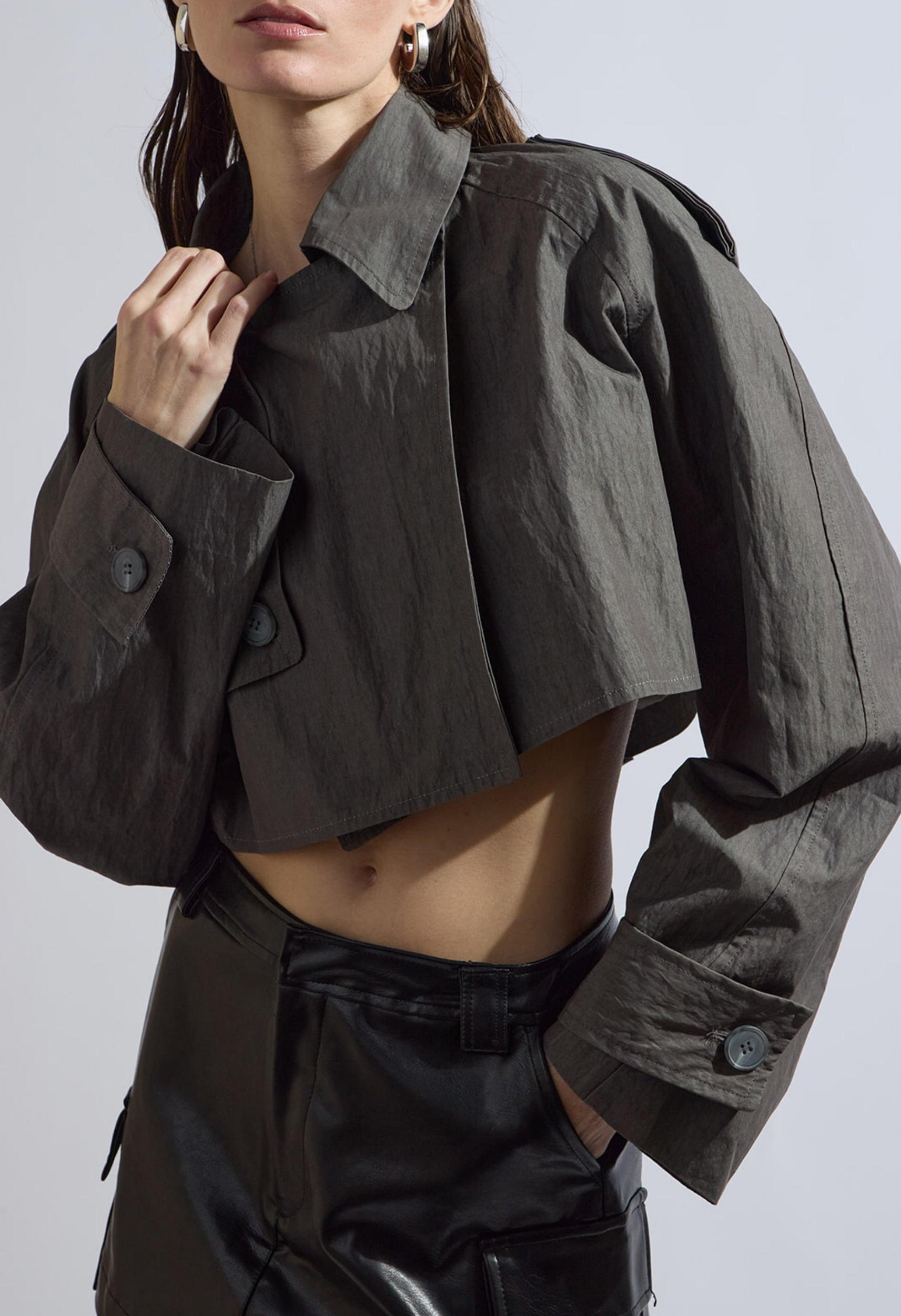 Cropped Trench Coat in Ash Product Image