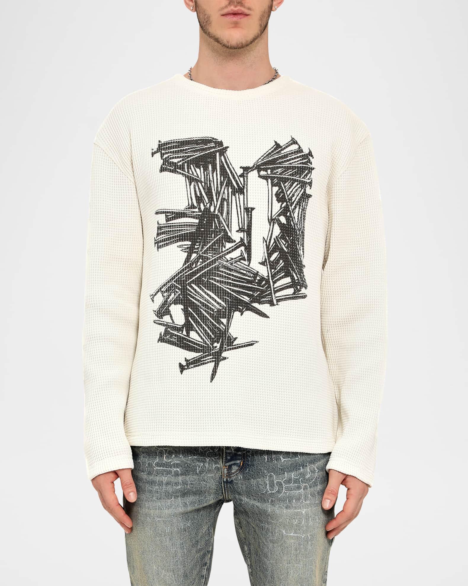 Men's Waffle Knit Nail Graphic Long-Sleeve T-Shirt Product Image