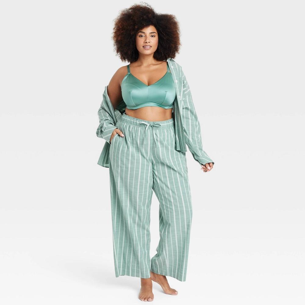 Women's Striped Cotton Blend Pajama Pants - Auden™ 4X: Relaxed Fit, Midweight Poplin, Full Waistband Elastic, 30.5" Inseam Product Image