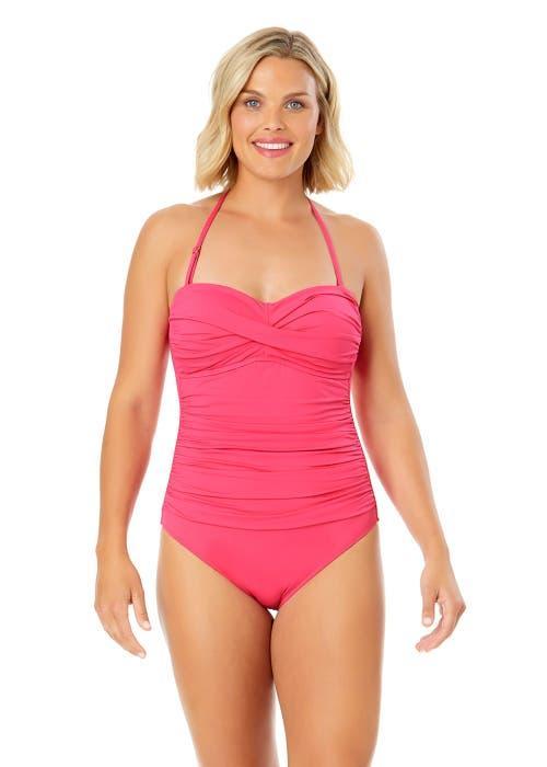 Anne Cole Women's Twist Front Shirred One Piece Swimsuit in Pink Glow at Nordstrom, Size 6 Product Image