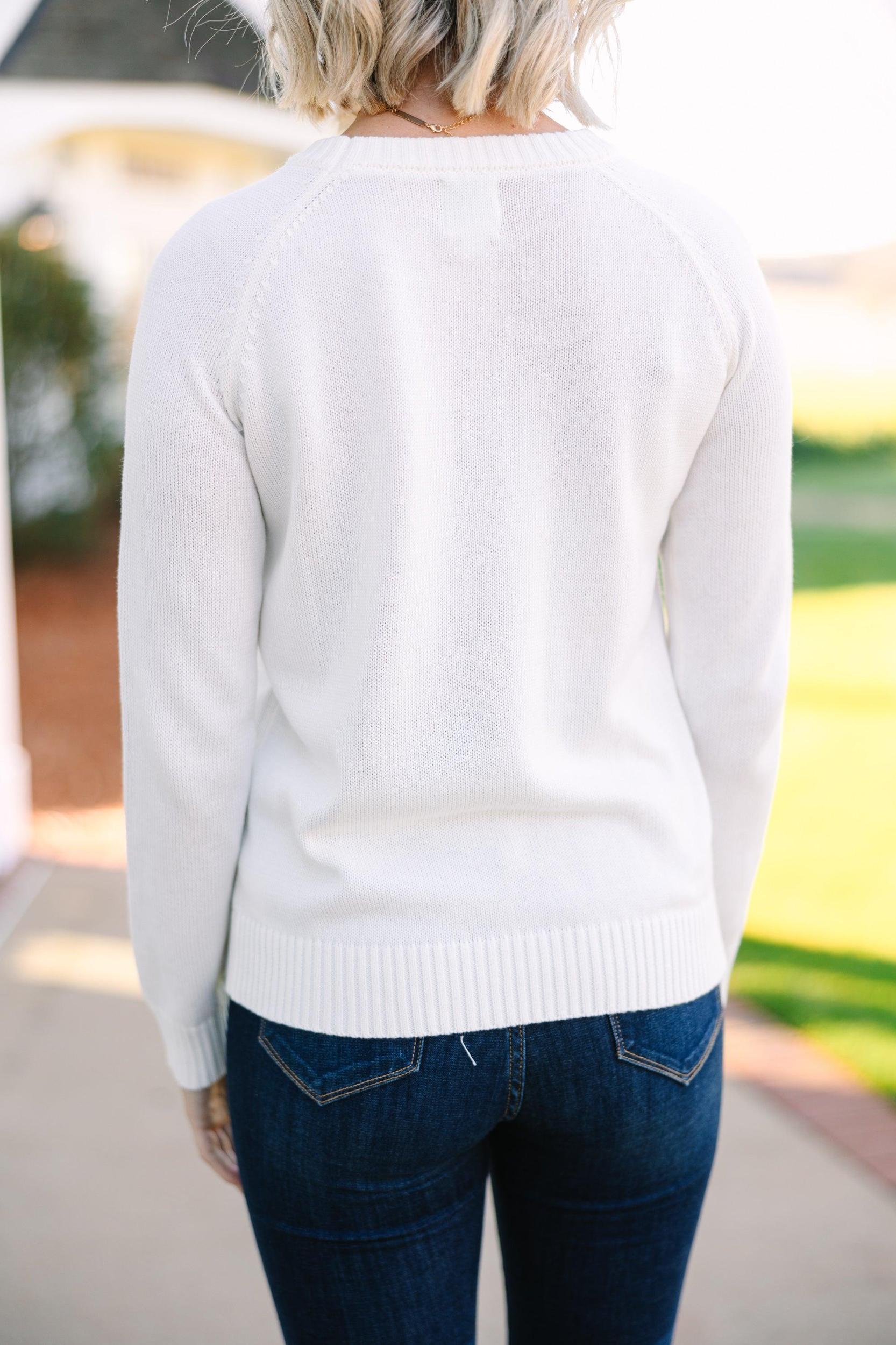 All For Love Ivory and Red Heart Sweater Female Product Image