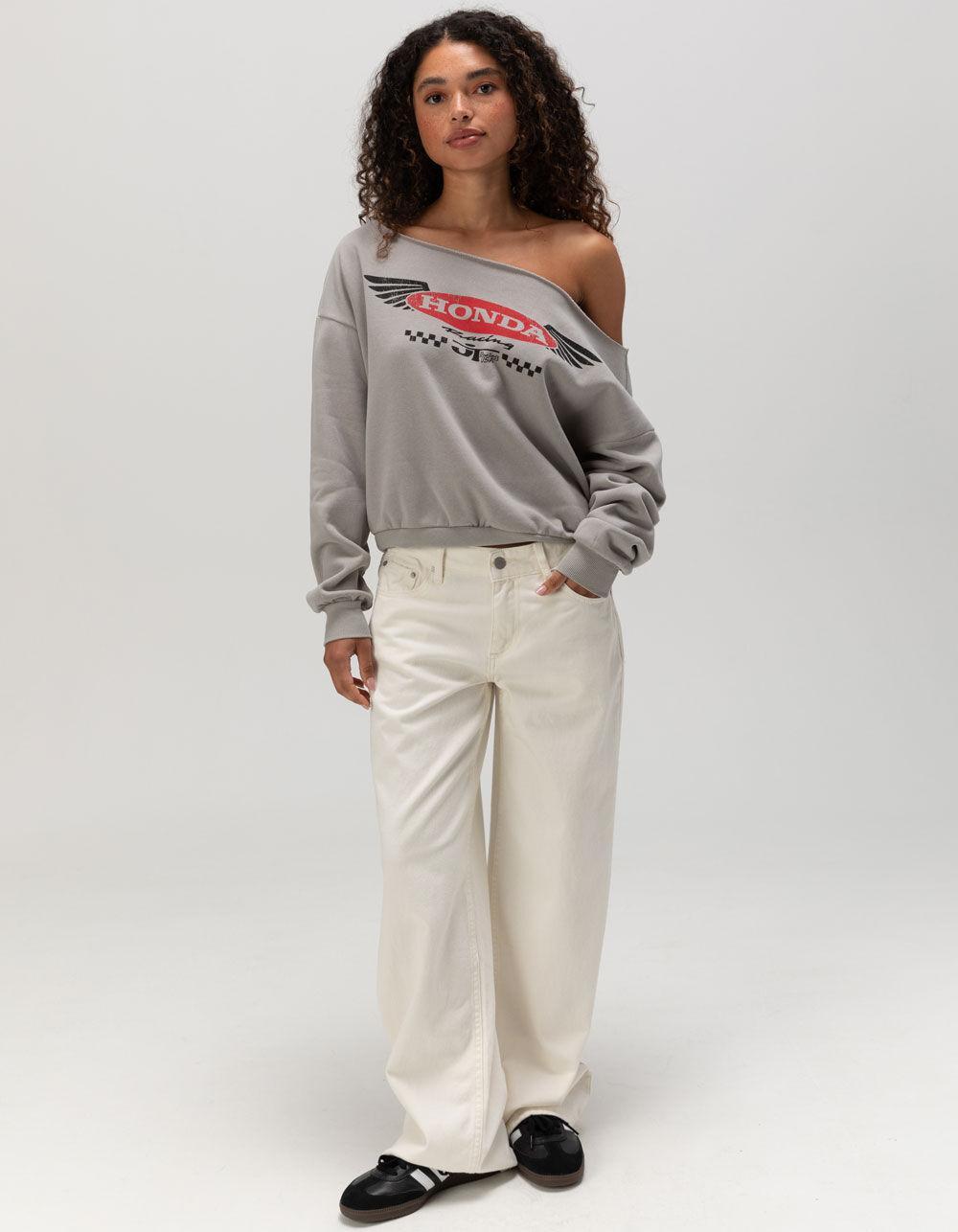 HONDA Off The Shoulder Womens Sweatshirt - GRAY Product Image