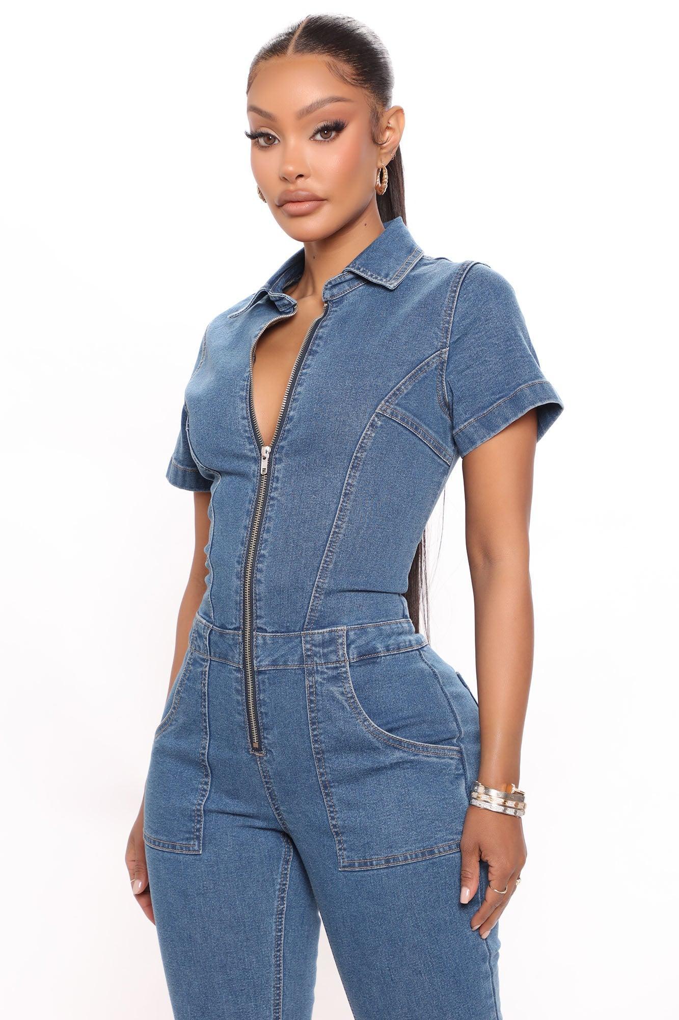 Forever Young Denim Jumpsuit - Medium Wash Product Image