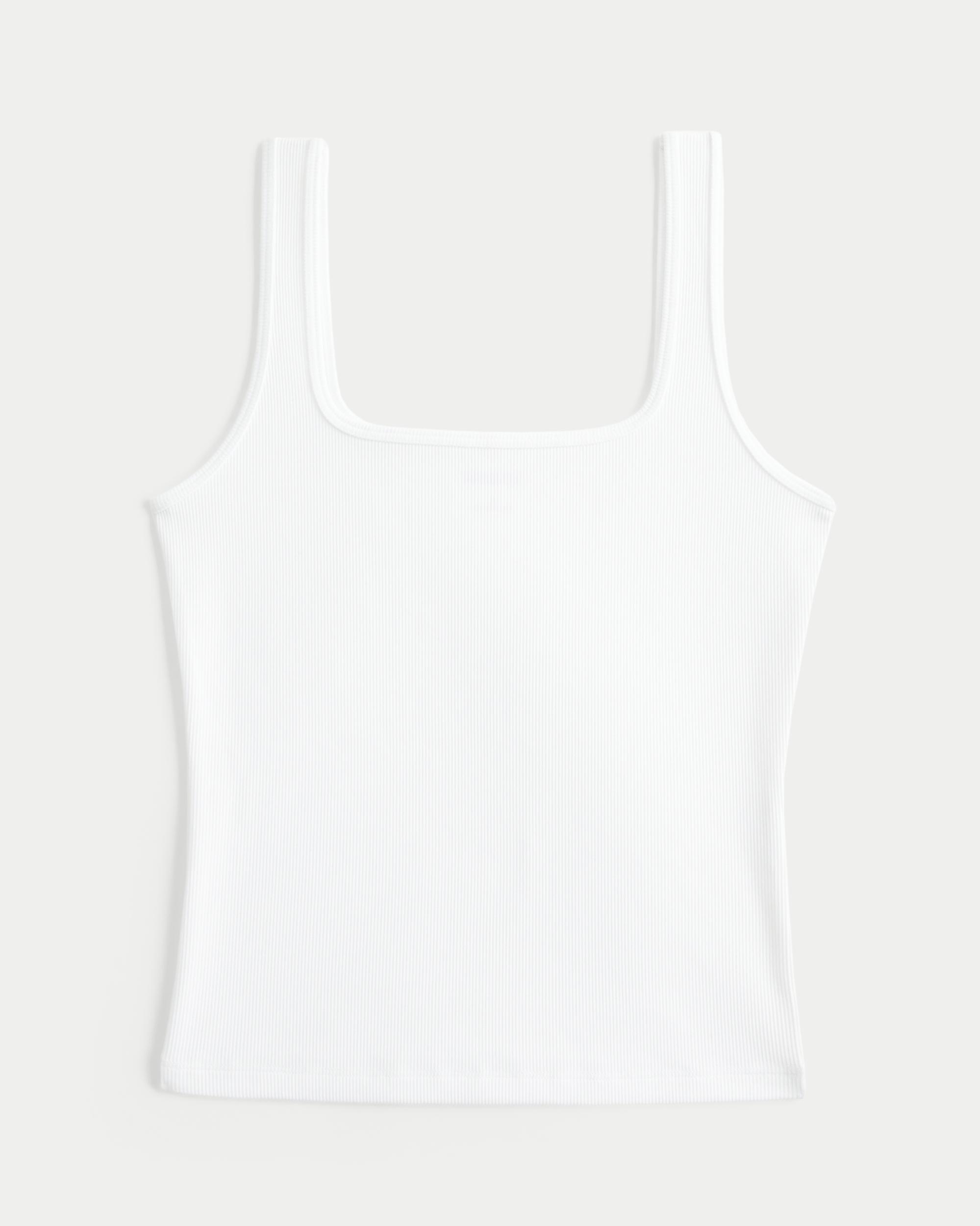 Ribbed Seamless Fabric Square-Neck Tank Product Image