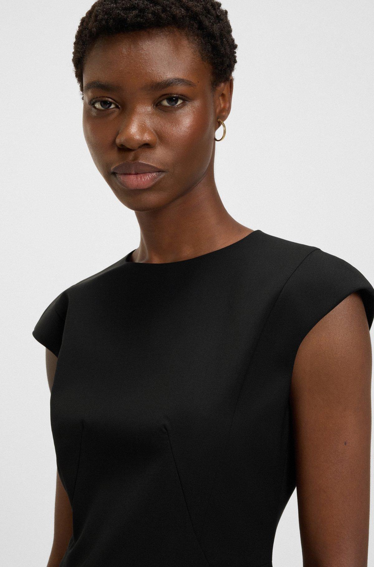 BOSS - Slim-fit dress in virgin wool with cap sleeves - Black Product Image