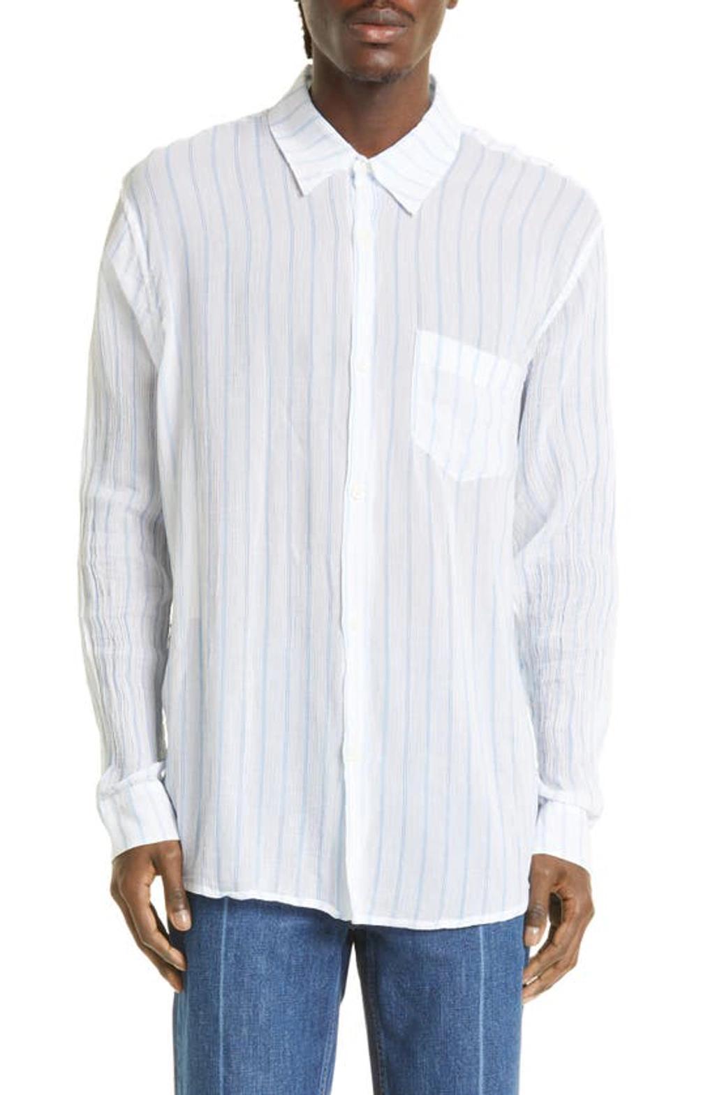 OUR LEGACY Blue Popover Shirt In Bianco Product Image