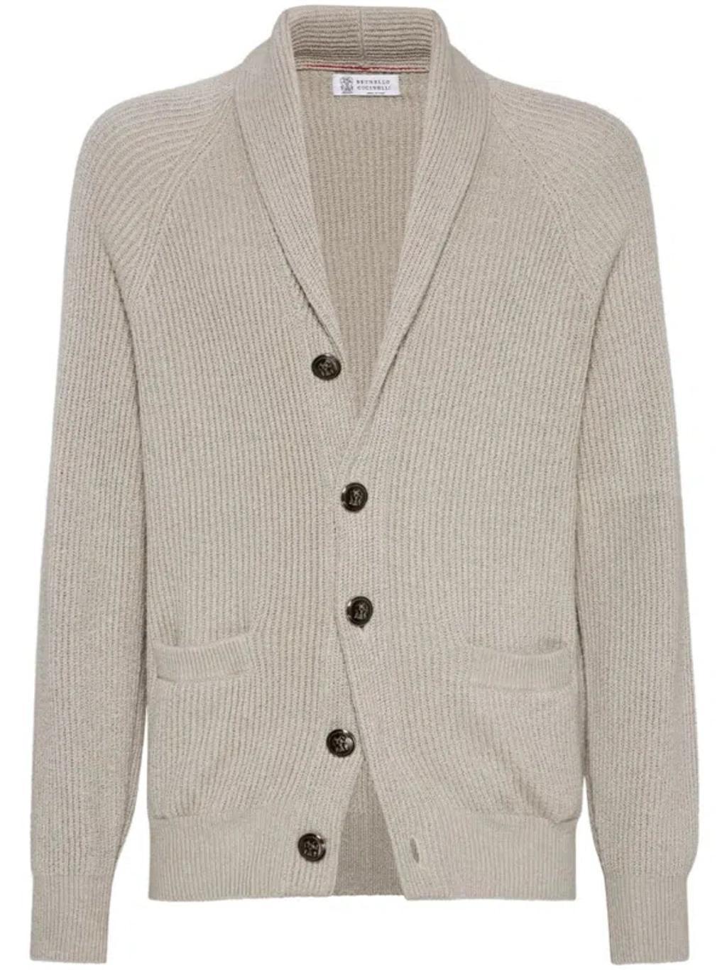 BRUNELLO CUCINELLI Long-sleeve Button-up Cardigan In Beige Product Image