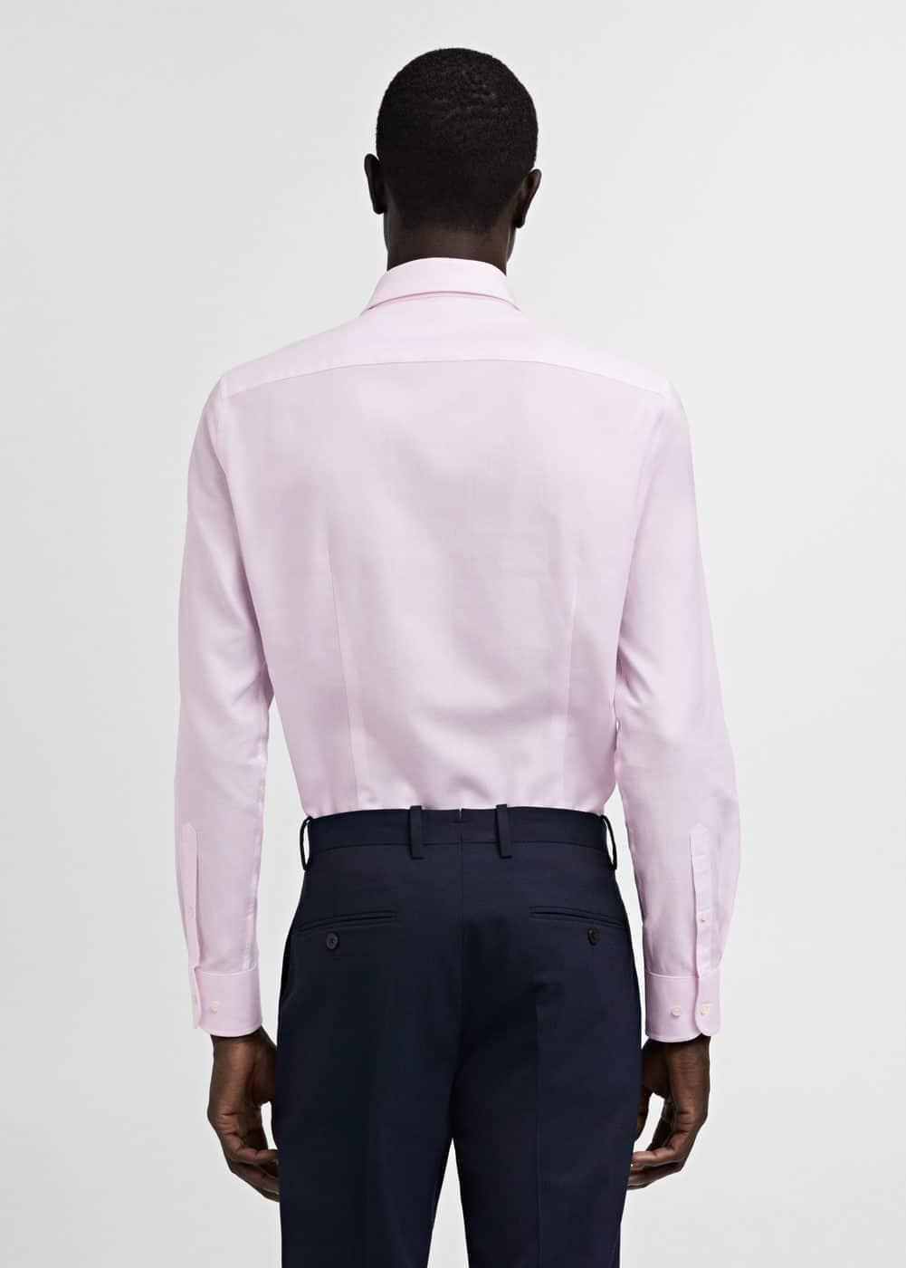 Slim-fit micro-stripe twill suit shirt - Men | MANGO USA Product Image