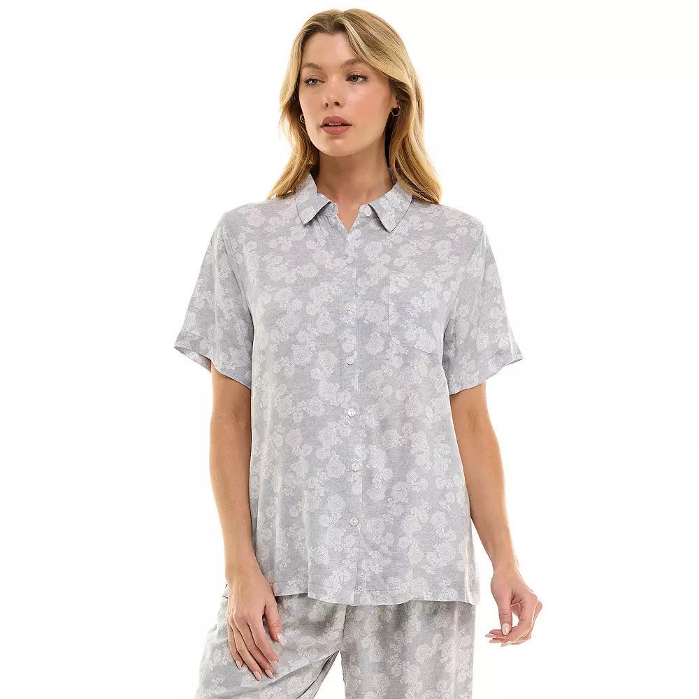 Women's Croft & Barrow® Woven Rayon Pajama Top, Size: Large, Belgian Lace Product Image