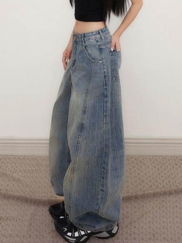 Versatile Wide-Legged Boyfriend Jeans Product Image