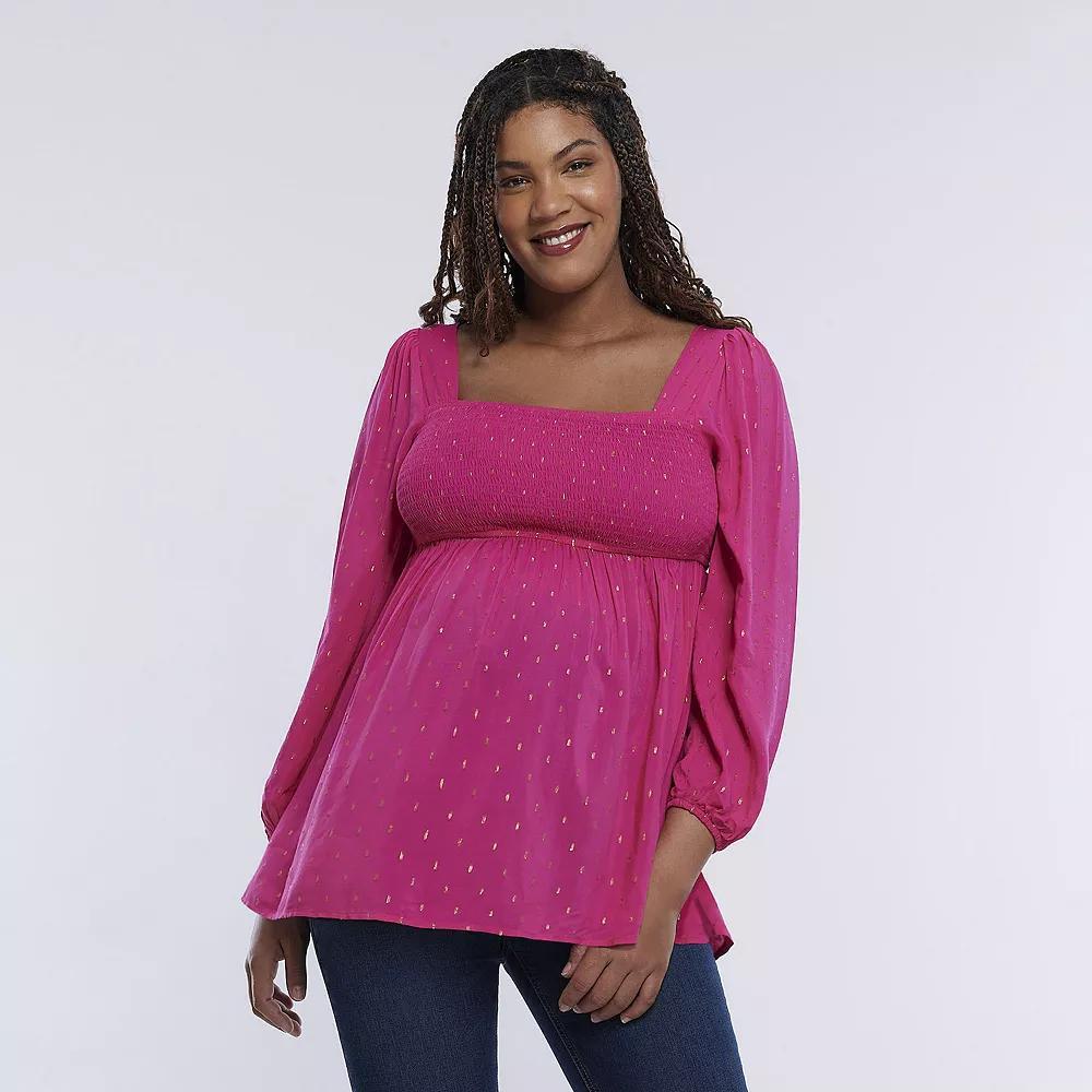 Maternity Motherhood® Smocked Babydoll Top, Women's, Size: Small-Mat, Black Ditsy Product Image