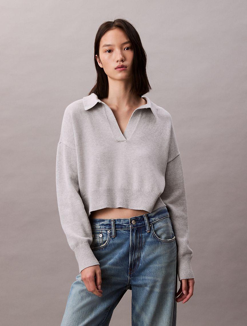 Smooth Cotton Polo Sweater Product Image