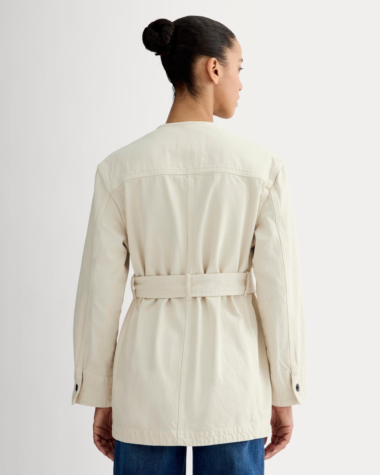 The Long Denim Barrel Jacket Product Image