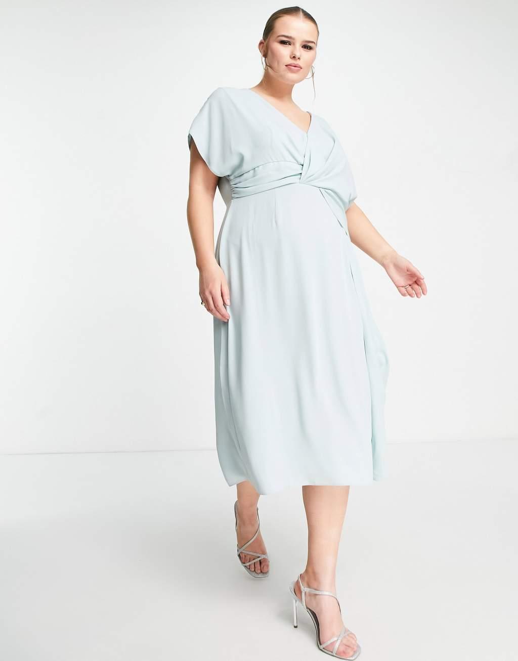 ASOS DESIGN Curve twist and drape front midi dress Product Image
