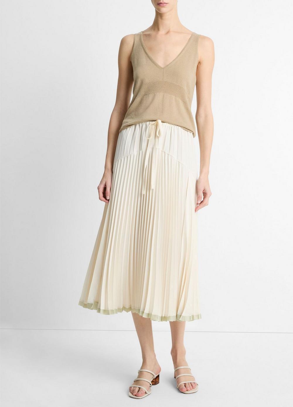 Womens Pleated Tiered Midi-Skirt Product Image