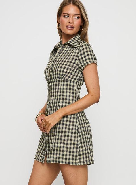 Motley Mini Dress Brown Check Product Image
