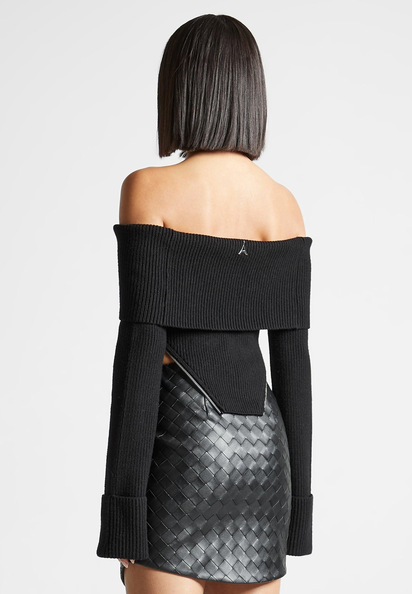 Zip Detail Knit Bandeau Top - Black Female Product Image