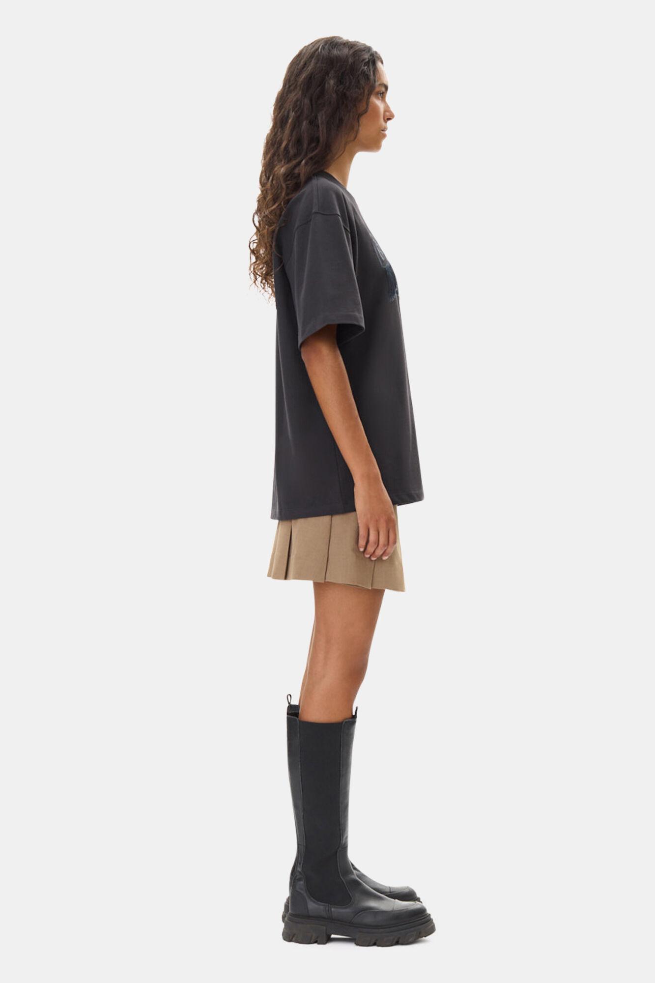 Black Heavy Cotton Drop Shoulder Fringe T-shirt Product Image