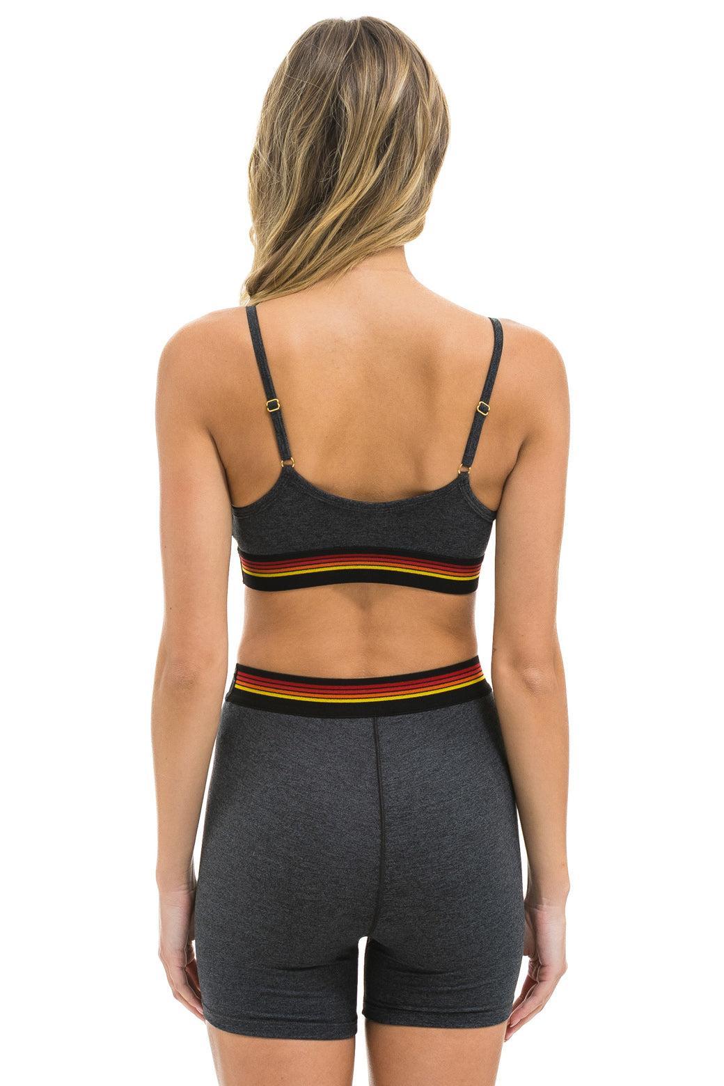 LOGO 4 INCH HI-RISE BIKER SHORT - CHARCOAL Female Product Image